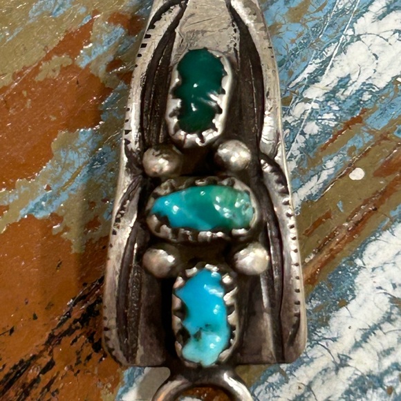 Vintage Native Turquoise watch tips with expansion band - Picture 2 of 6